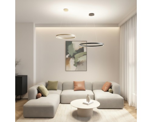 Светильник подвесной RAYDIA, 60 Вт, 3000–4000К, ?800?1500 мм, металл+акрил, черный, свет вверх/вниз