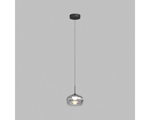 Светильник подвесной FLOA, 12 Вт, 3000К, ?220?1500 мм, металл, стекло, черный, дымчатый серый
