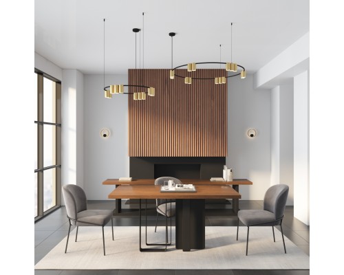 DK4067-BK+SG Подвесной светильник ORBIT, IP20, 15xGU10 LED, до 15 Вт, черный + сатинированное золото, алюминий