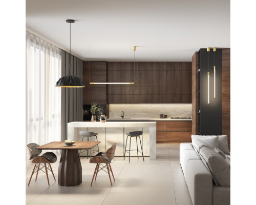 Светильник подвесной ORIGAMI, 20 Вт, 3000К, ?560x1500 мм, металл+акрил, черный + матовое золото