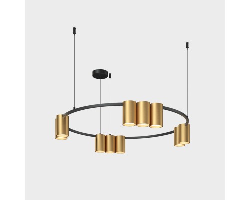 DK4065-BK+SG Подвесной светильник ORBIT , IP20, 10xGU10 LED до 15 Вт, черный + сатинированное золото, алюминий