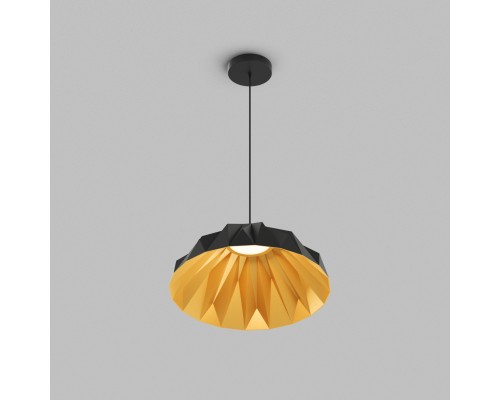Светильник подвесной ORIGAMI, 20 Вт, 3000К, ?560x1500 мм, металл+акрил, черный + матовое золото