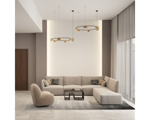 DK4067-BK+SG Подвесной светильник ORBIT, IP20, 15xGU10 LED, до 15 Вт, черный + сатинированное золото, алюминий