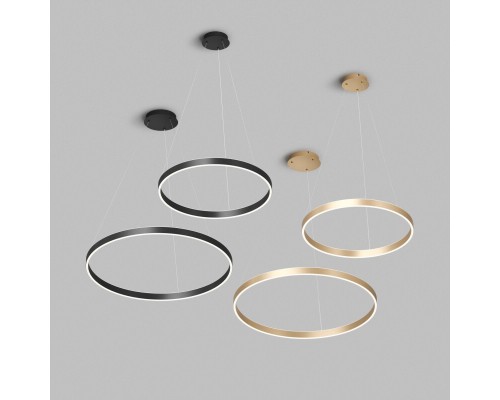 Светильник подвесной RAYDIA, 60 Вт, 3000–4000К, ?800?1500 мм, металл+акрил, матовое золото, свет вверх/вниз