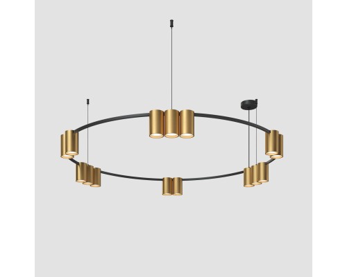 DK4067-BK+SG Подвесной светильник ORBIT, IP20, 15xGU10 LED, до 15 Вт, черный + сатинированное золото, алюминий