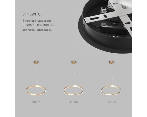 Светильник подвесной RAYDIA, 40 Вт, 3000–4000К, ?600?1500 мм, металл+акрил, матовое золото, свет вве