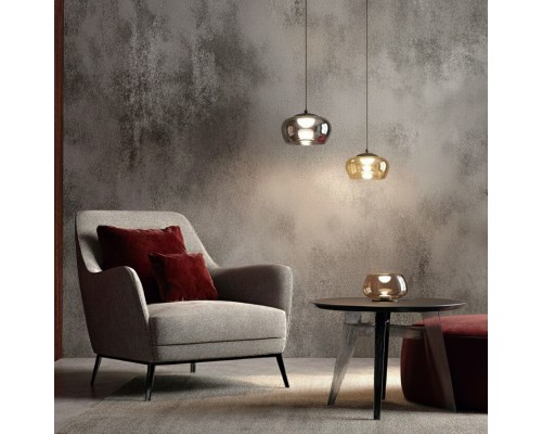 Светильник подвесной FLOA, 12 Вт, 3000К, ?220?1500 мм, металл, стекло, черный, янтарный