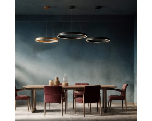 Светильник подвесной RAYDIA, 60 Вт, 3000–4000К, ?800?1500 мм, металл+акрил, матовое золото, свет вверх/вниз