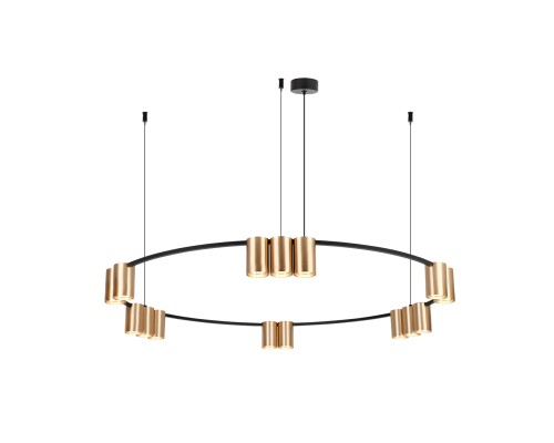 DK4067-BK+SG Подвесной светильник ORBIT, IP20, 15xGU10 LED, до 15 Вт, черный + сатинированное золото, алюминий