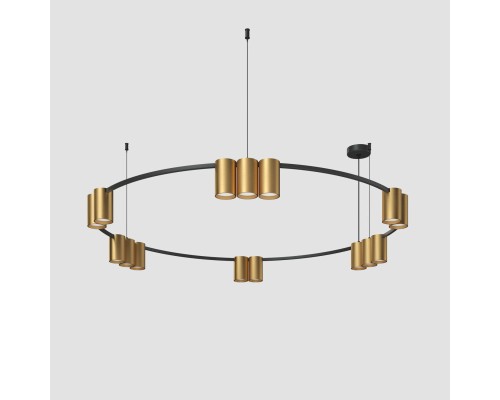 DK4067-BK+SG Подвесной светильник ORBIT, IP20, 15xGU10 LED, до 15 Вт, черный + сатинированное золото, алюминий