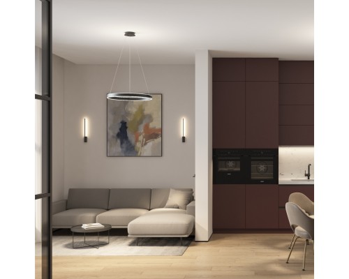 Светильник подвесной RAYDIA, 40 Вт, 3000–4000К, ?600?1500 мм, металл+акрил, черный, свет вверх/вниз