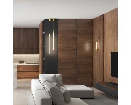 Светильник подвесной AURA, 16 Вт, 3000К, ?42x2300 мм, алюминий+стекло, бронза