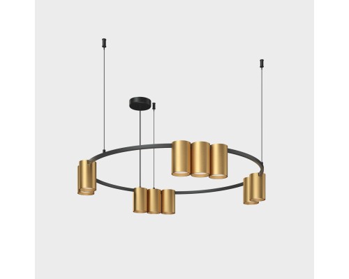 DK4065-BK+SG Подвесной светильник ORBIT , IP20, 10xGU10 LED до 15 Вт, черный + сатинированное золото, алюминий