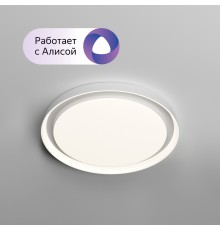 DK6516-WH Накладной светильник со встроенным светодиодом, 50W, IP 20, 3000K - 6500K, управление пульт Д/У (в комплекте) и Wi-Fi 2,4 Ггц. Эко система Smart Life, Яндекс.Алиса, белый, металл, полимер