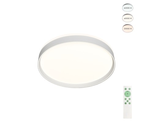 DK6510-WH Накладной светильник, LED, 40W, IP 20, 3000K - 6500K, белый, металл, полимер