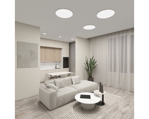 DK6524-WH Накладной светильник THIN, IP40, 50W, 3000K/4000K/6500K, переключатель цветовой температуры на корпусе, белый, полимер