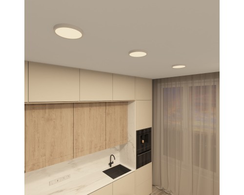 DK6520-WH Накладной светильник THIN, IP40, 18W, 3000K/4000K/6500K, переключатель цветовой температуры на корпусе, белый, полимер