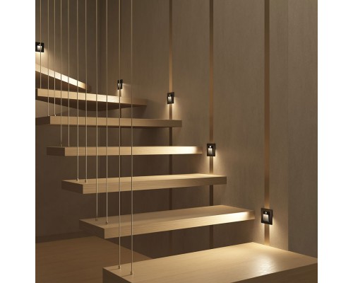 DK1020-BK Светильник встраиваемый в стену c датчиком движения, IP 20, LED 3000, 1 Вт, черный, пластик