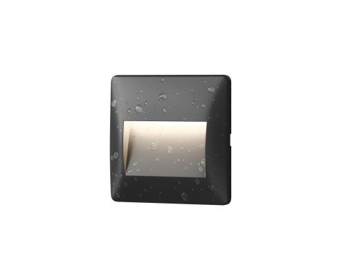 Светильник встраиваемый в стену HELM, IP65, LED 3000К, 2.5 Вт, черный, пластик