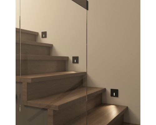 DK1030-BK Светильник встраиваемый в стену, IP 20, LED 3000K, 3 Вт, черный, алюминий