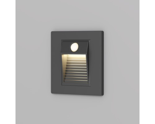 DK1020-BK Светильник встраиваемый в стену c датчиком движения, IP 20, LED 3000, 1 Вт, черный, пластик