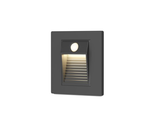 DK1020-BK Светильник встраиваемый в стену c датчиком движения, IP 20, LED 3000, 1 Вт, черный, пластик