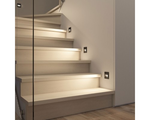 DK3050-BK Светильник встраиваемый в стену, IP 20, LED 3000, 1 Вт, черный пластик