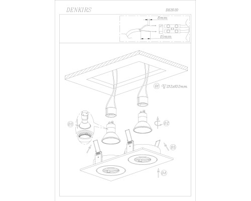 DK2020-WH Встраиваемый светильник, IP 20, 50 Вт, GU10, белый, алюминий