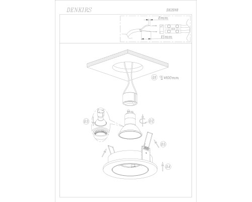 DK2018-BK Встраиваемый светильник, IP 20, 50 Вт, GU10, черный, алюминий