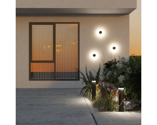 DK9810-BK Настенный уличный светодиодный светильник VEGA, IP65, 12 Вт, 3000K, черный, алюминий