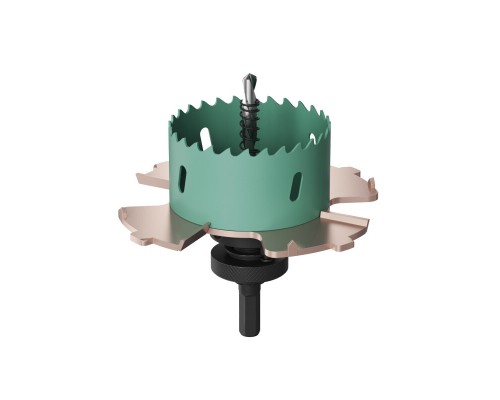 Коронка-фаскосниматель 70?115 мм, биметаллическая, для монтажа безрамочных светильников в гипсокартон «под шпаклёвку»