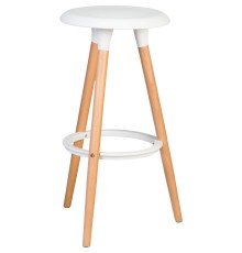 Табурет барный DOBRIN ROYCE, ножки светлый бук, цвет белый (W-02)