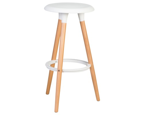 Табурет барный DOBRIN ROYCE, ножки светлый бук, цвет белый (W-02)