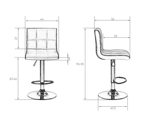 Набор 2 шт Стул барный DOBRIN CANDY, серый велюр (MJ9-75)