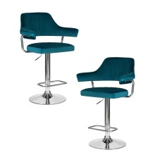 Набор 2 шт Стул барный DOBRIN CHARLY, морской волны велюр (MJ9-99)
