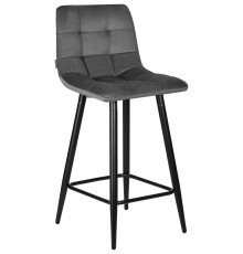 Стул полубарный DOBRIN OLIVIA, черные матовые ножки, темно-серый велюр (108-91)