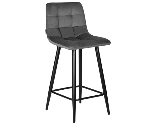 Набор 2 шт Стул полубарный DOBRIN OLIVIA, черные матовые ножки, темно-серый велюр (108-91)