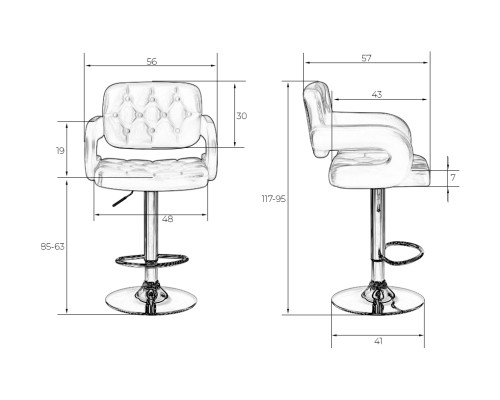 Набор 2 шт Стул барный DOBRIN TIESTO, белый