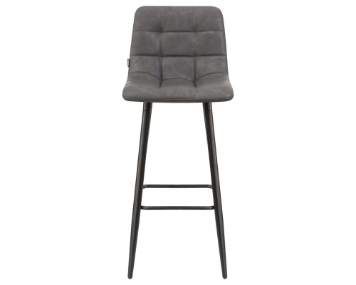 Стул барный DOBRIN NICOLE, черные матовые ножки, серая антрацитовая винтажная экокожа (RU-08)