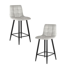 Набор 2 шт Стул полубарный DOBRIN OLIVIA, черные матовые ножки, светло-серый велюр (108-52)