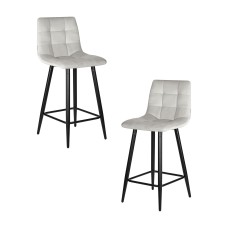 Набор 2 шт Стул полубарный DOBRIN OLIVIA, черные матовые ножки, светло-серый велюр (108-52)