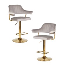Набор 2 шт Стул барный DOBRIN CHARLY GOLD, серый велюр (MJ9-75)
