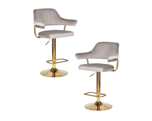 Набор 2 шт Стул барный DOBRIN CHARLY GOLD, серый велюр (MJ9-75)