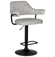Стул барный DOBRIN CHARLY BLACK, светло-серый твид (LEO04)