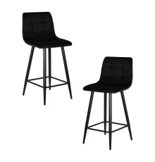 Набор 2 шт Стул полубарный DOBRIN OLIVIA, черные матовые ножки, черный велюр (108-77)
