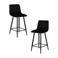 Набор 2 шт Стул полубарный DOBRIN OLIVIA, черные матовые ножки, черный велюр (108-77)