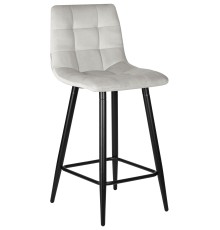 Стул полубарный DOBRIN OLIVIA, черные матовые ножки, светло-серый велюр (108-52)