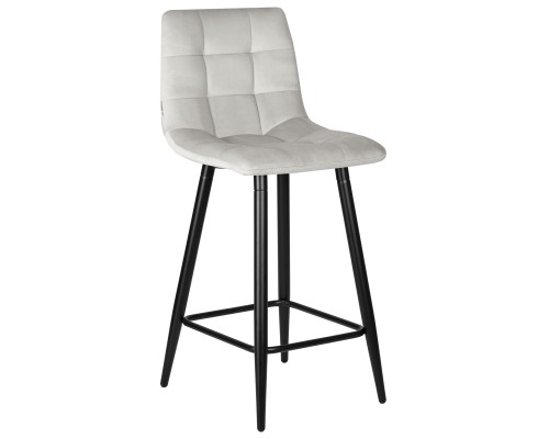 Набор 2 шт Стул полубарный DOBRIN OLIVIA, черные матовые ножки, светло-серый велюр (108-52)
