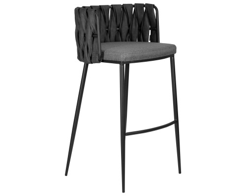 Стул барный DOBRIN AMELIA, серая ткань (F-48), темно-серый винтажный PU (MF-12)
