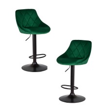 Набор 2 шт Стул барный DOBRIN LOGAN BLACK, зеленый велюр (MJ9-88)